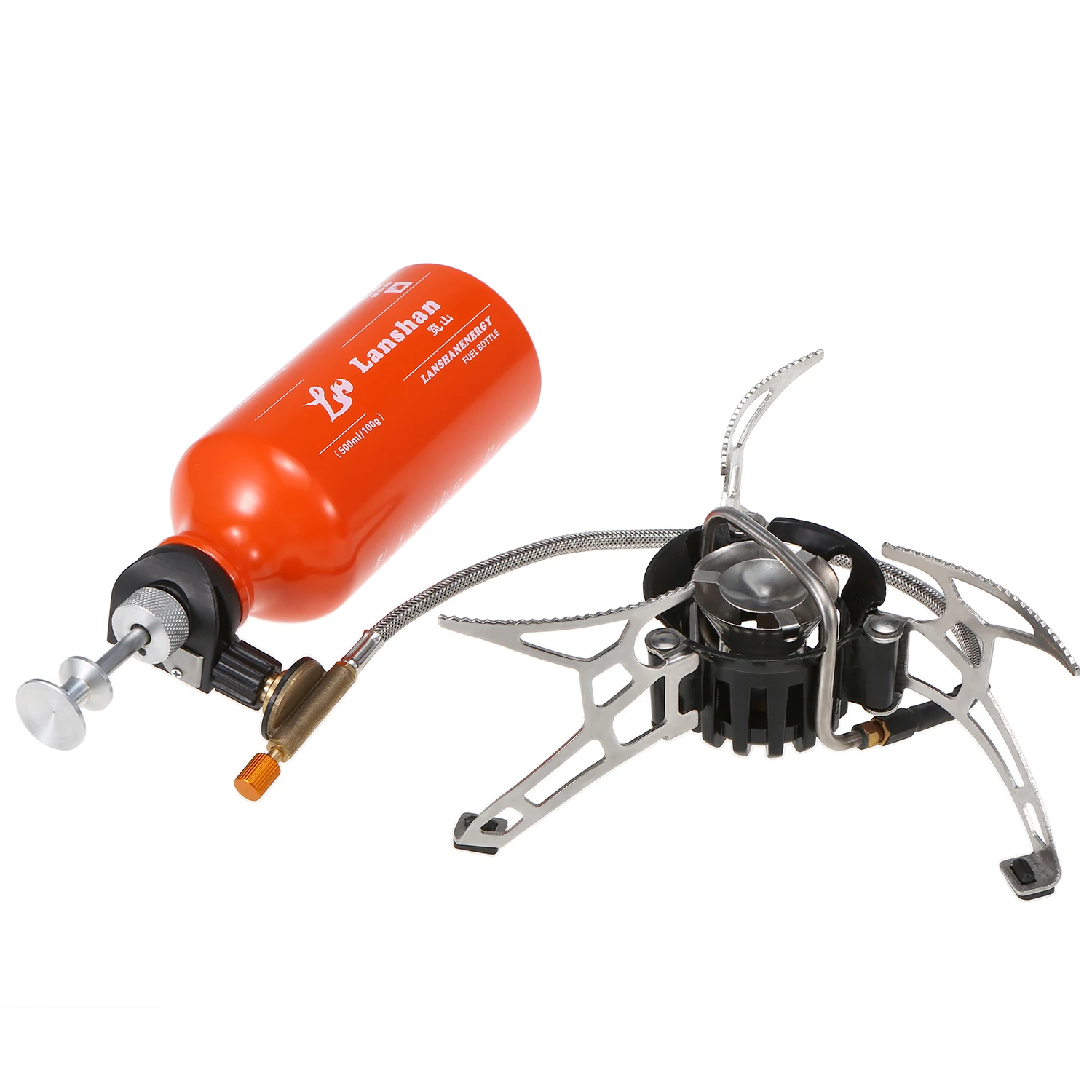 Lixada Outdoor Camping Multi Fuel Oil Stove with 500ml Gasoline Fuel Bottle and 9-Plate Camp Stove Windscreen Windshield - view 6
