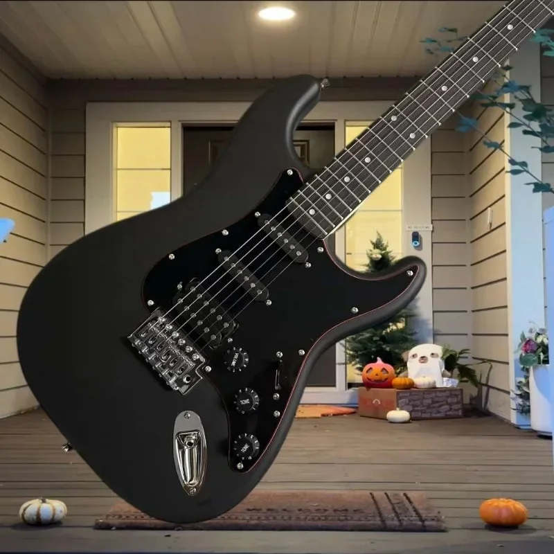 39 Inch Matte Black STPO Electric Guitar HSH Pickups Double Locking Tremolo System Advanced Player Modern Metal Rock Style
