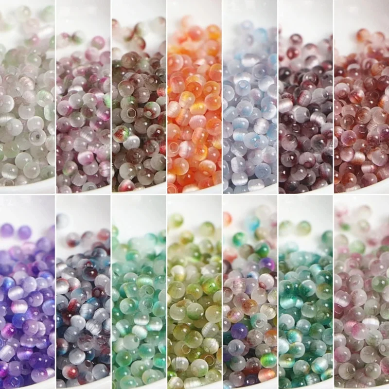 

130 шт. 4 мм двухцветный матовый кошачий глаз стеклянная рисовая бусина ручной работы DIY бусина разбросанные бусины браслет ожерелье аксессуары