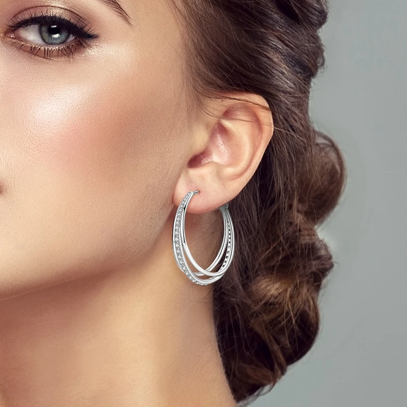 925 Sterling Silver Oversized Hoop Earrings Designer Ear Jewelry for Woman Large Earring Luxury Pendientes Fashion Jewelry