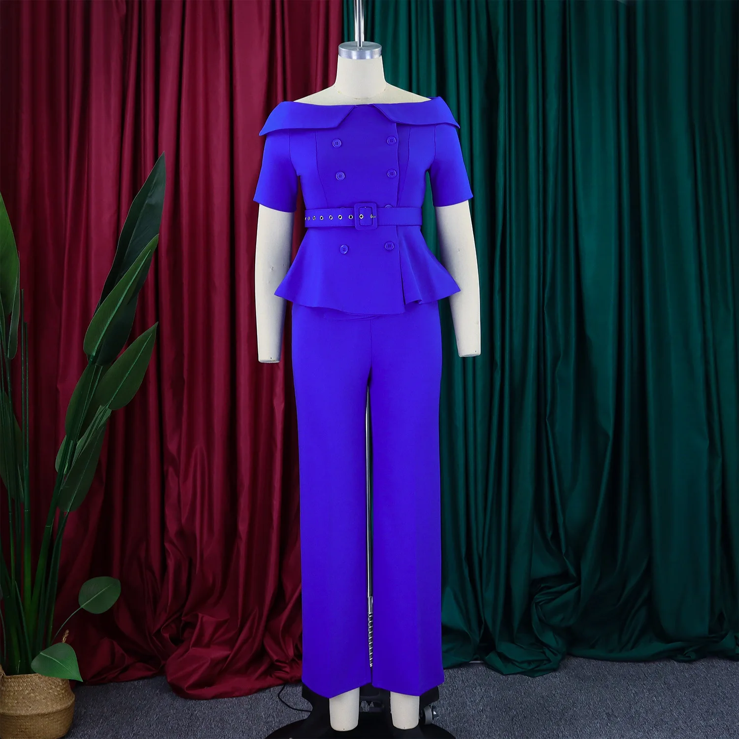 2 Piece Dashiki African Clothes for Women Summer Fashion African Short Sleeve V-neck Polyester Top Long Pant Matching Sets