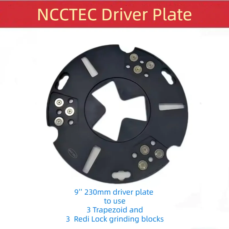 

9'' Diamond Redi Lock Driver Plates 230mm Disc Carrier Holder for HTC Grinder to Use Husqvarn Trapezoid Grinding Polishing Block