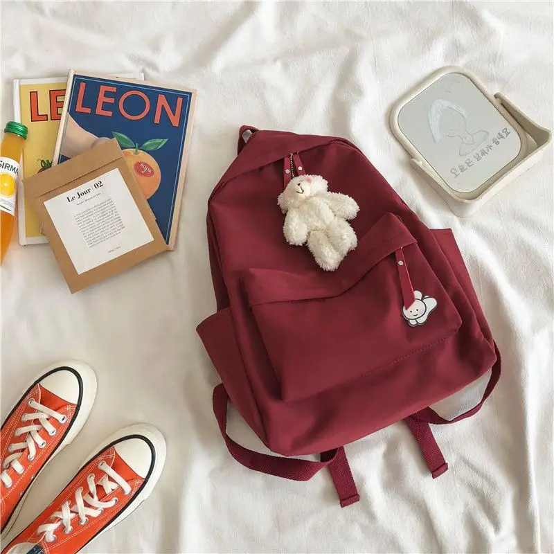 Large Capacity Backpack for Girls High School College Students Simple Match Japanese Style Double Shoulder Bag Laptop Bag