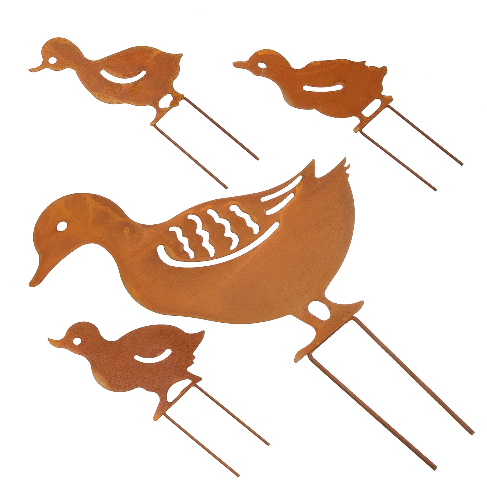 Ducks Garden Accessories Outdoor Decor Rooster Stake Decorations for Patio and Yard Metal Lawn Sign Animal Stakes