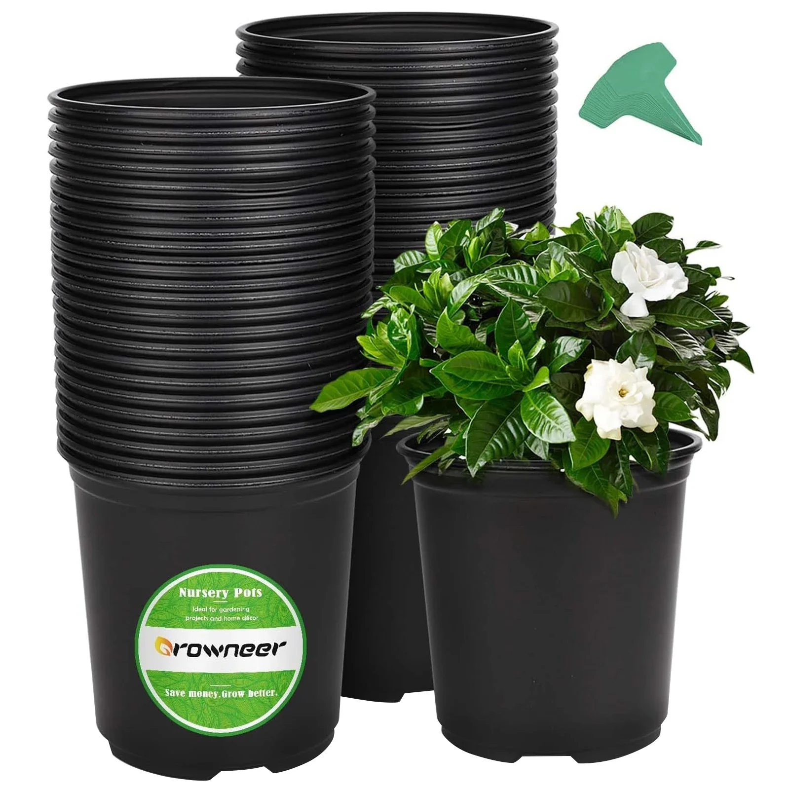 

New 48 Set 1 Gallon Plants Flexible Nursery Pots, Flower Plant Container Indoor Outdoor, Seedlings, Vegetables, Succulents