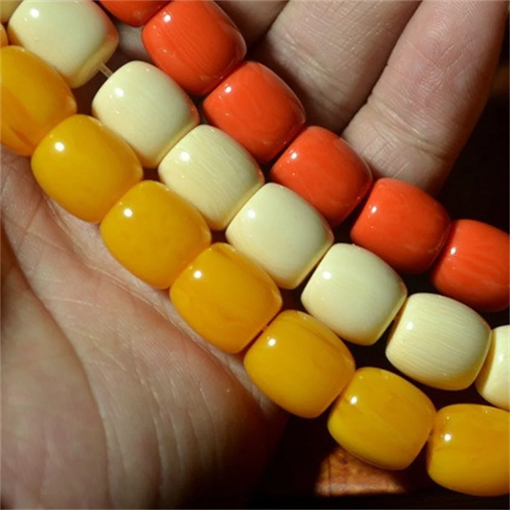 Imitation Amber 20Pcs Honey Resin Beeswax Column Spacer Loose Beads DIY Jewelry Making Necklace Bracelet 3 Sizes Available