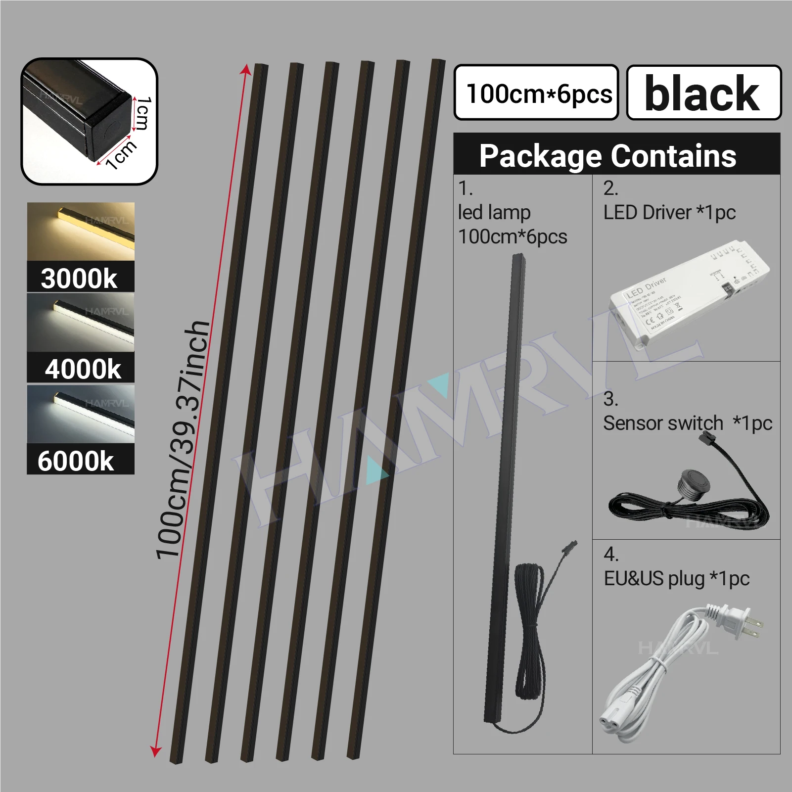 LED-inbouwverlichting LED-striplicht voor houten lattenwandpaneel in parallel met aanraaksensor, zelfklevend voor lattenwanddecoratie - afbeelding 1