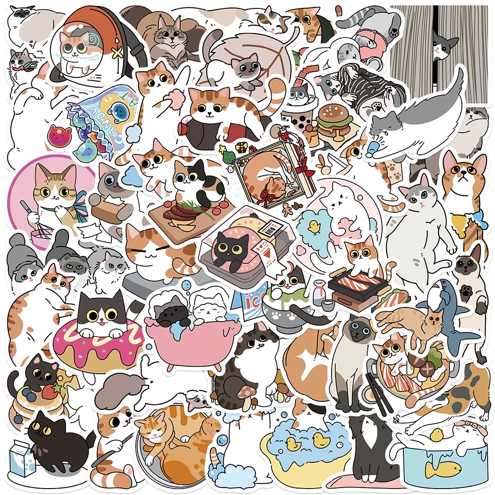 

50pcs Funny Cute Cartoon Animal Love and Cats Graffiti Stickers For Luggage Guitar Phone Laptop Waterproof Vinyl Decals