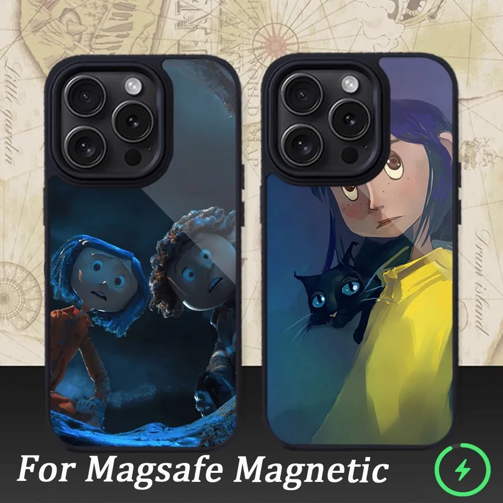 

Movie Cartoon C-Coraline Phone Case For iPhone 15 14 13 12 11 Pro Max Plus Magnetic for Macsafe Cases Cover