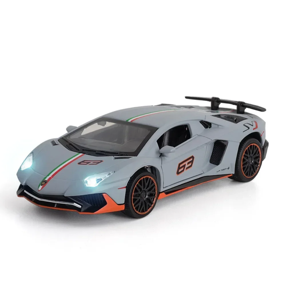 1:32 Lamborghini Aventador LP780-4 SVJ Super Car Alloy Metal Diecast Model Car Sound & Light Collect Hobby Ornaments Gift A710