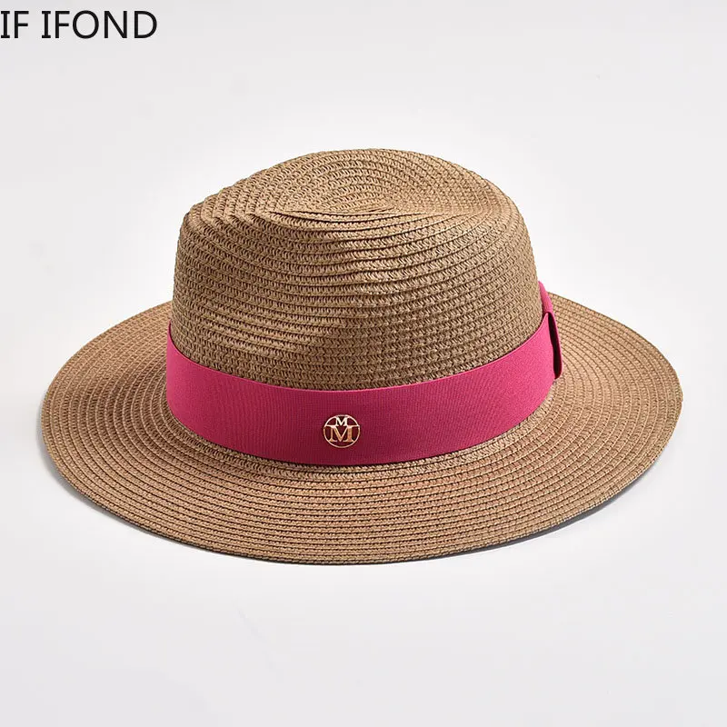 New Summer Straw Hat for Women Panama Soft Shaped Beach Sun Hat Outdoor UV Protection Travel Hat Sombreros De Mujer