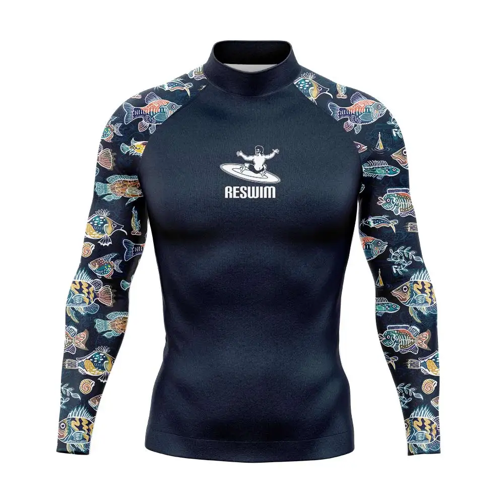 

Men's Rash Guards UV Protection Swimsuit Long Sleeve Surfing T-shirts Swimming Suit Quick Dry Diving Swim Tight Shirts Rashguard