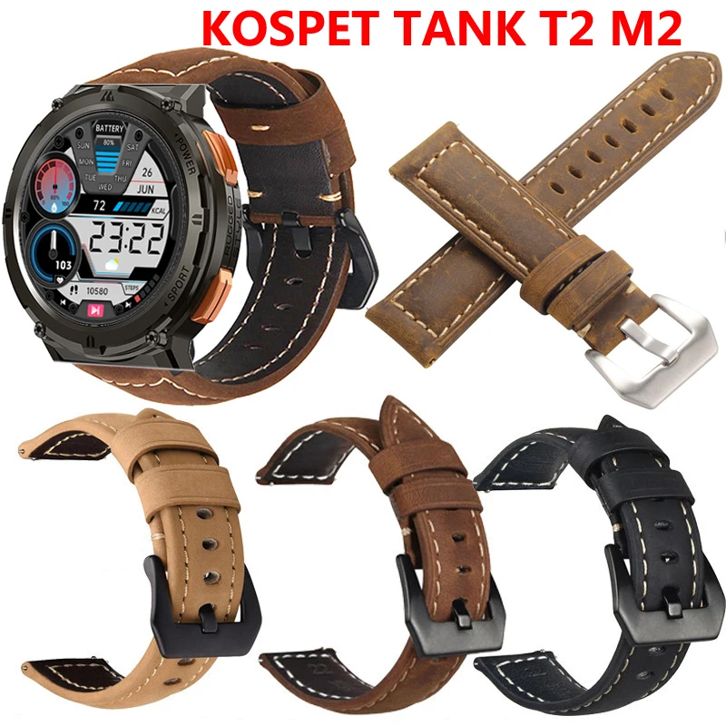 

22mm Quick Release Leather Straps for KOSPET TANK T2 M2 Quality Genuine Retro Genuine Leather Watchband Accessories