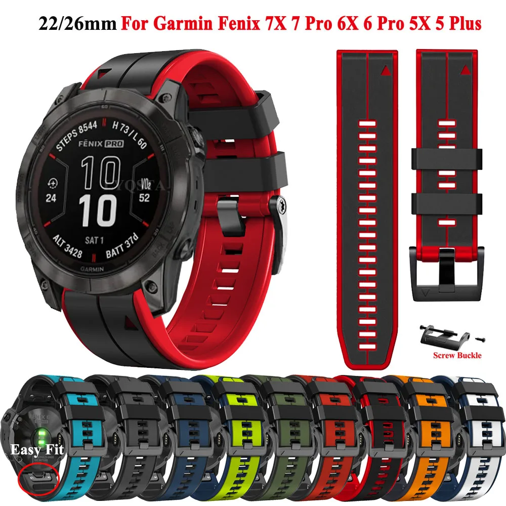 26 22mm para Garmin Fenix 8 7X 7 Pro 6 6X Pro 5X 5 Plus correa de reloj Solar de zafiro pulsera de silicona de liberación rápida