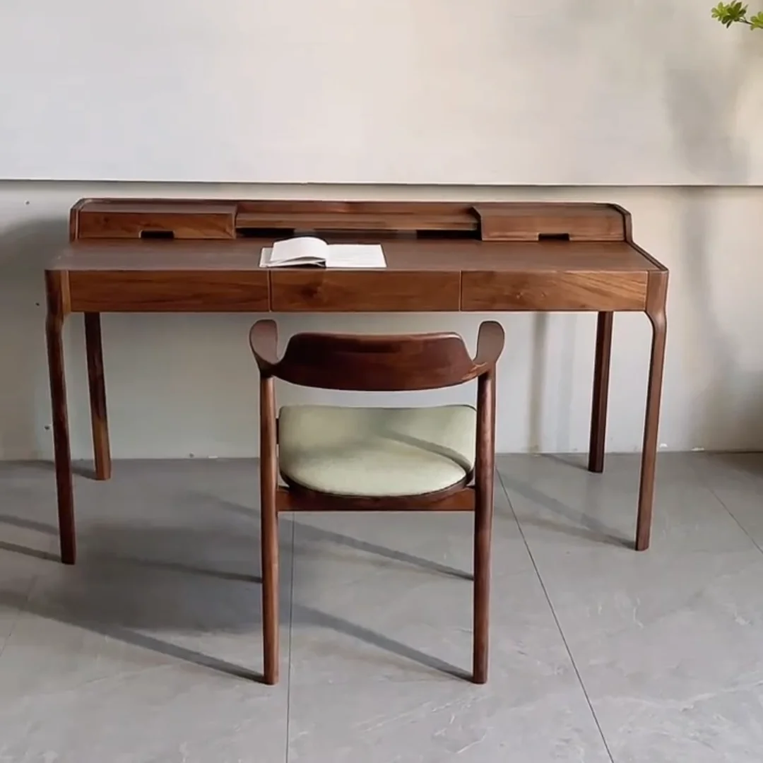 

New Chinese black walnut minimalist desk, solid wood computer desk, writing desk, children's study table