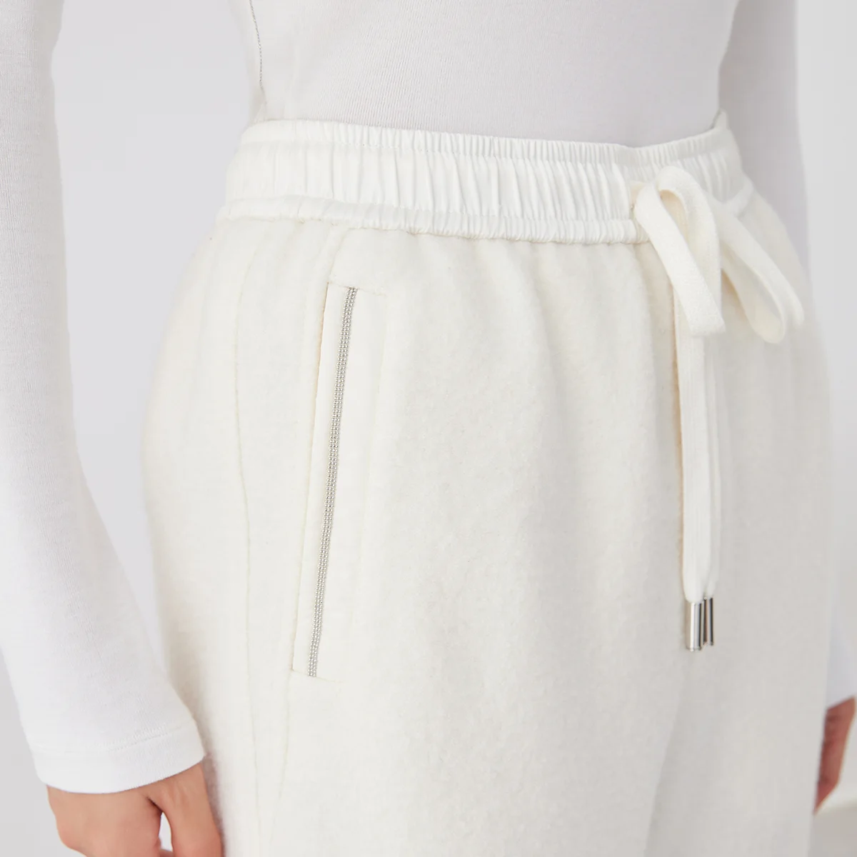 K2732W 100% merino wool knit pants high quality luxury women\'s clothing autumn winter casual elastic waist trousers