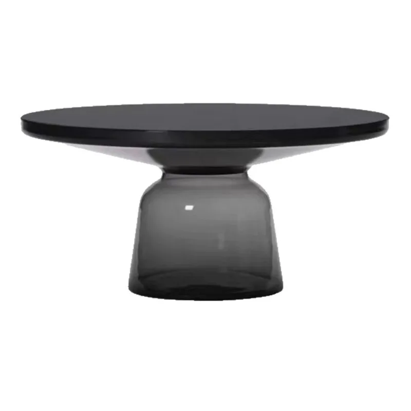 

Nordic light luxury glass coffee table simple modern creative round coffee table metal round corner side