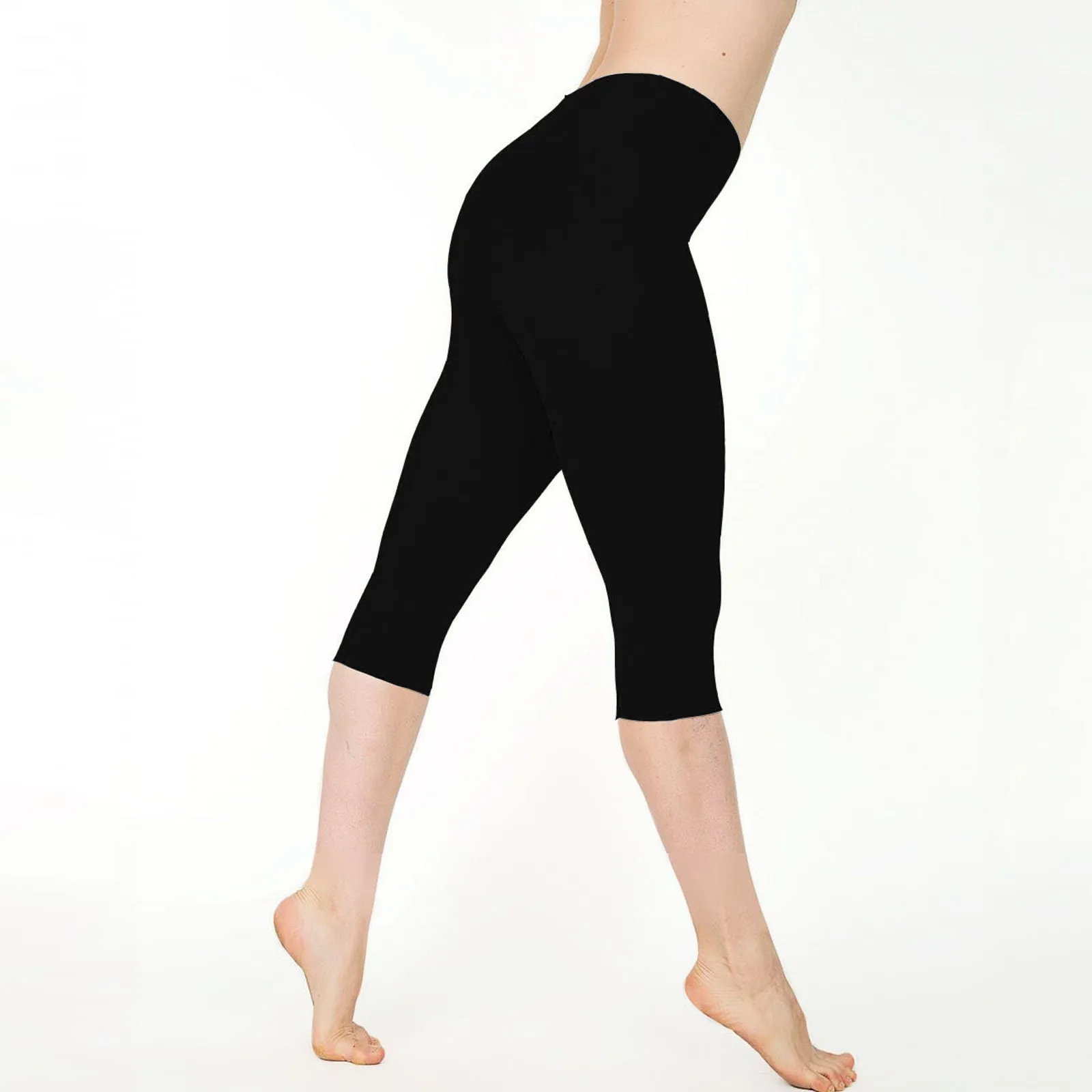 Mulheres cor sólida calças joelho leggings elástico de cintura alta esportes collants esportes ao ar livre fitness esportes leggings calças finas