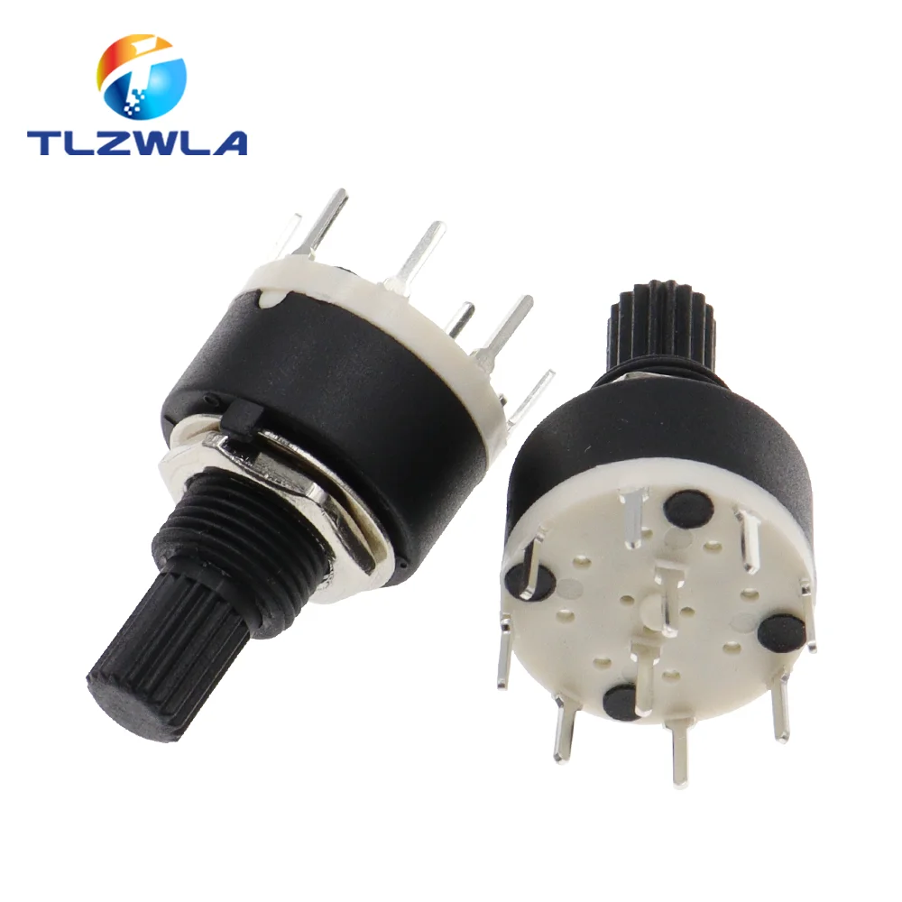 1PCS SR16 Plastic 16MM Rotary Band switch 2 Pole 3 4 position 1 Pole 5 6 8 Position Handle Length 15MM Axis band switch