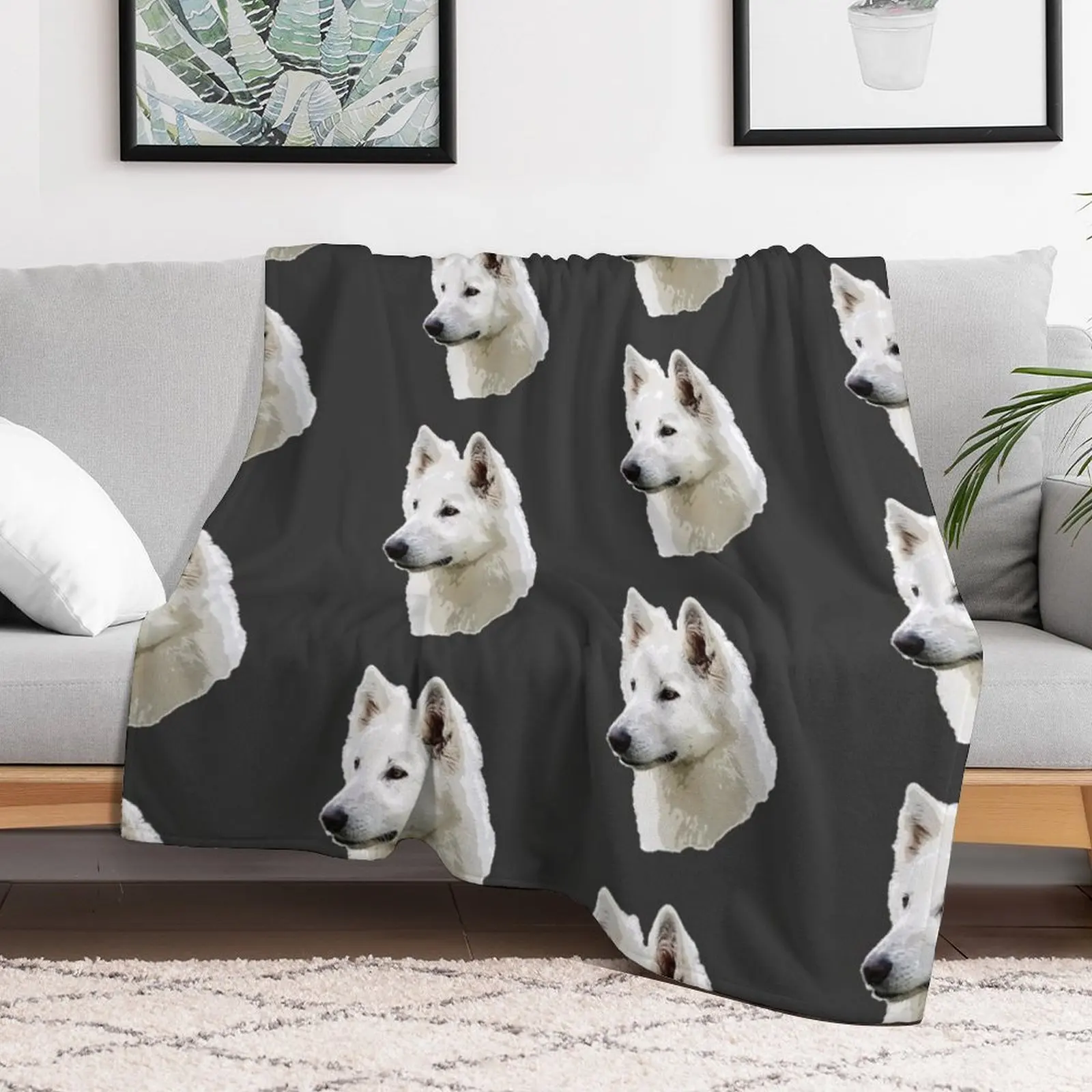 White Swiss Shepherd Stunning White Dog Throw Blanket Camping Soft Plaid Blankets