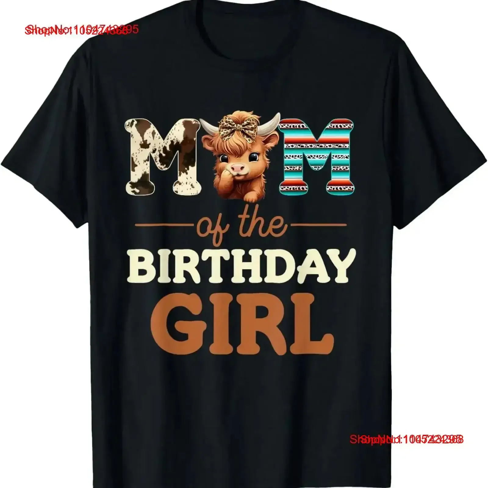 Mom of The Birthday Girl Highland Cow Print First Bday T Shirt vintage Washed Slightly Top For Everyday Wear Versatile Casual
