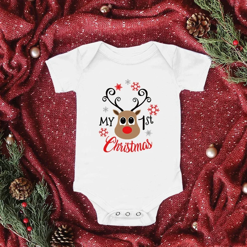 First Christmas As Dad and Mom T-shirt Baby 1st Christmas Infant Romper Daddy Mommy and Me Xmas Holiday Family Matching Tees