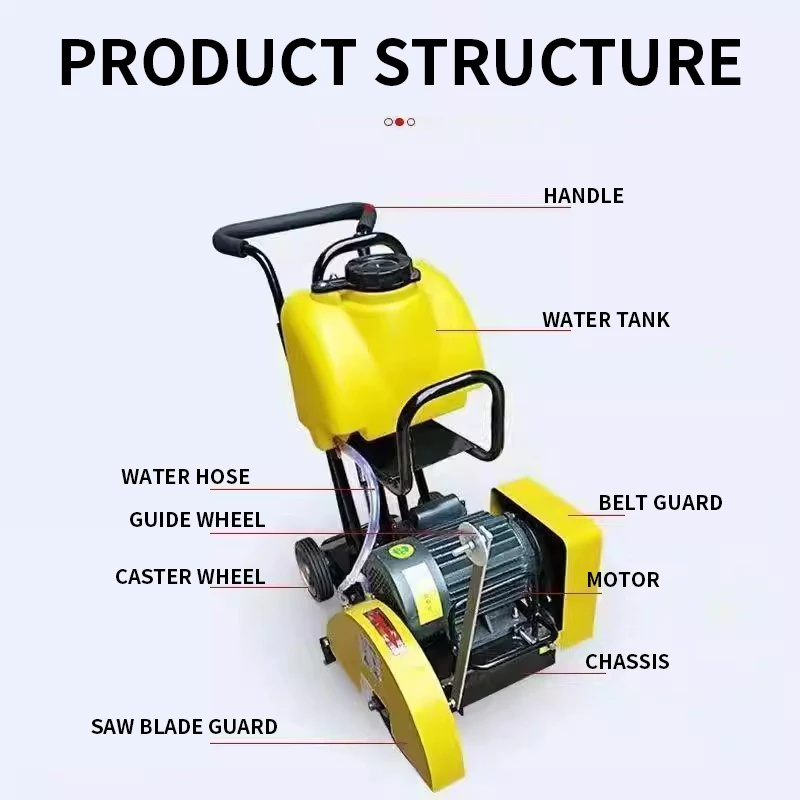 Road Cutting, 40L Large-Capacity Water Tank, Model 350 Gas-Powered Concrete Road Cutter, 220V Electric Road Saw