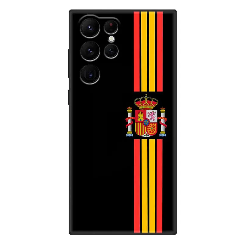 Spain flag Phone Case For Samsung Galaxy S23 S22 S21 Ultra S20 FE 5G S10E S10 Lite S9 S8 Plus S7 Edge Black Cover