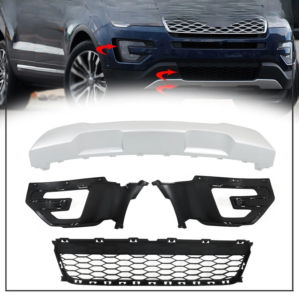 

Fog Light Frame&Front Bumper Skid Plate&Lower Grille For 2016-2017 Ford Explorer