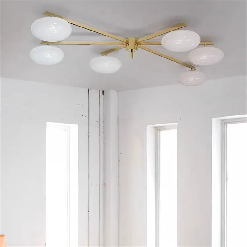 Bauhaus Gold/Schwarz Messing LED Deckenleuchte Weißer Kopfsteinpflaster Glas Lampenschirm Restaurant Küche Schlafzimmer Wohnzimmer Hängelampe