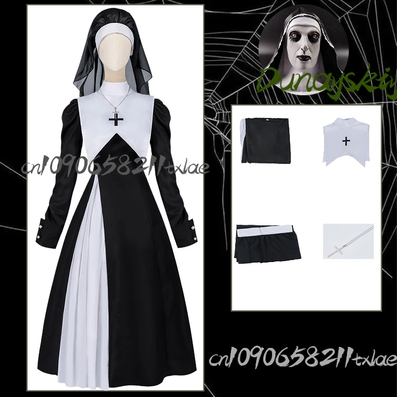 

Nun Dark Gothiv Devil Cosplay Costumes Mask Cool Horror Black White Party Daily Halloween Cosplay