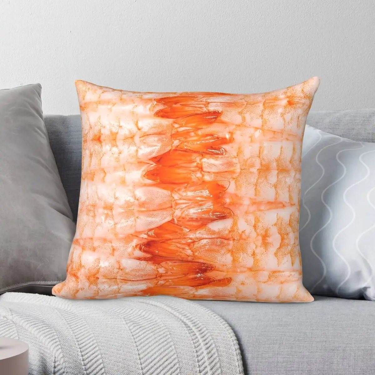 Shrimp Sushi Sashimi Close Up Square Pillowcase Polyester Linen Velvet Printed Zip Decorative Pillow Case Car Cushion Wholesale