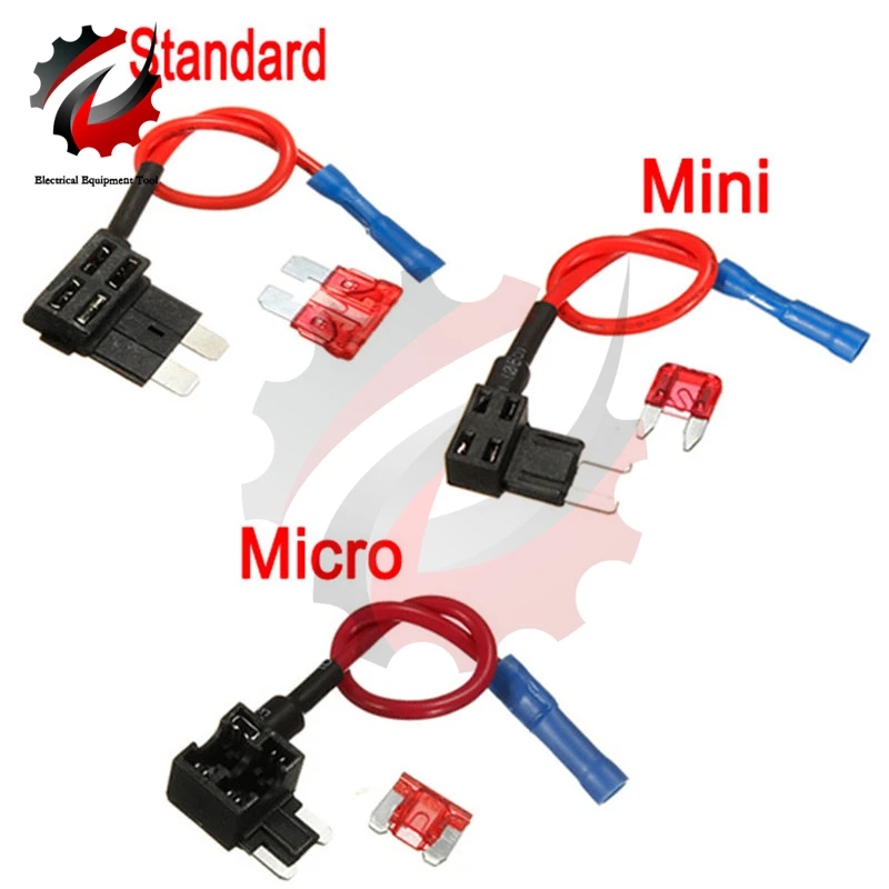 12V Micro Mini Standard Size Car Fuse Holder Add-a-circuit TAP Adapter  ATM APM Blade Auto Fuse With 10A Blade Car Fuse Holder