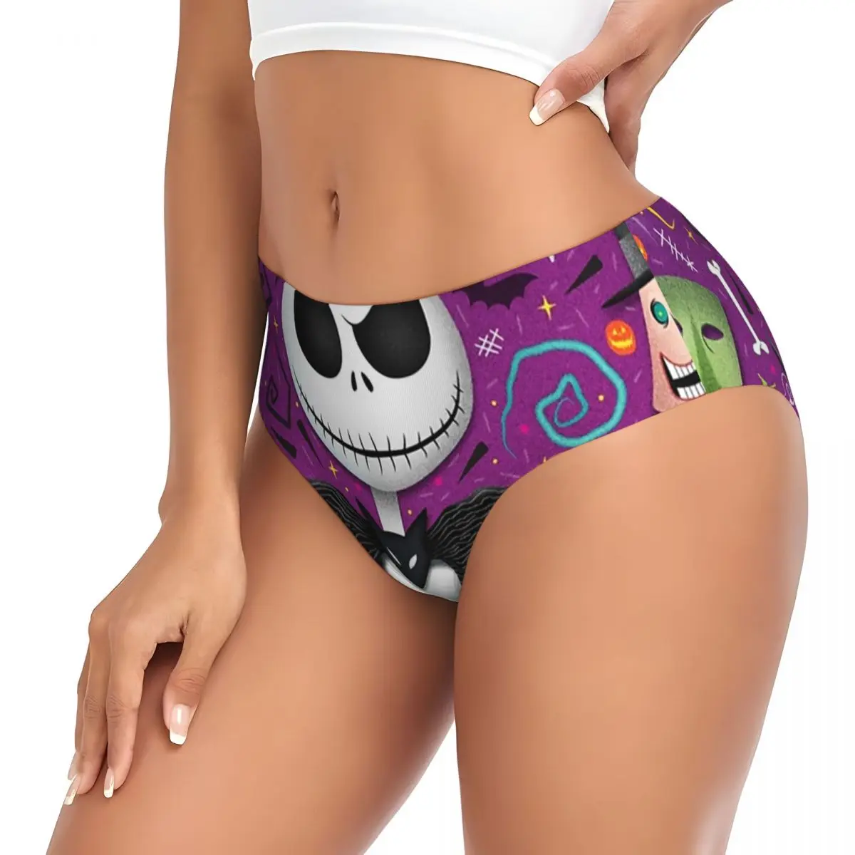 مخصص تيم بيرتون عيد الميلاد فيلم الرعب سراويل قصيرة المرأة الراحة تمتد هالوين الجمجمة جاك سالي الملابس الداخلية السروال