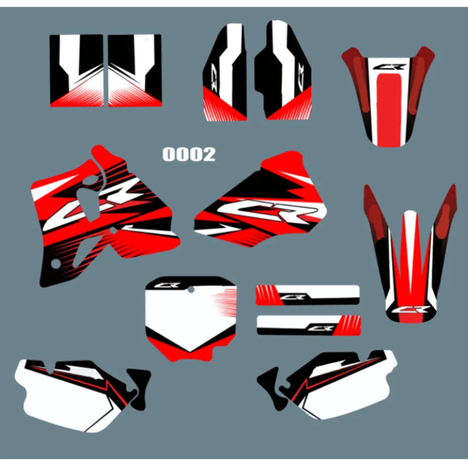 Full set of motorcycle CR 80 Backgrounds Graphics Stickers Decals kit For HONDA CR80 1996 1997 1998 1999 2000 2001 2002 CR80R