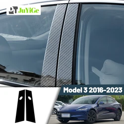 Glossy Black Carbon Fiber Window Door Deal B C Pillar Post Cover Sticker For Tesla Model 3 2016-2023 2017 2018 2019 2020 2021