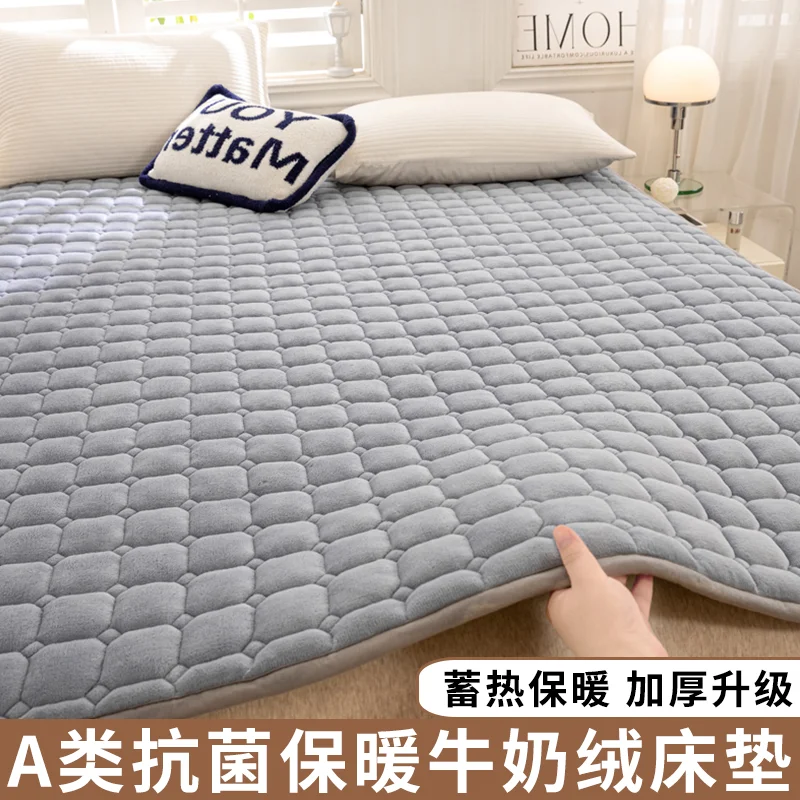 Winter Soft Plush Mattress Toppers Home Dormitory Single Double Warm Foldable Bedsheet Students Mattress Cover Queen Bedspread