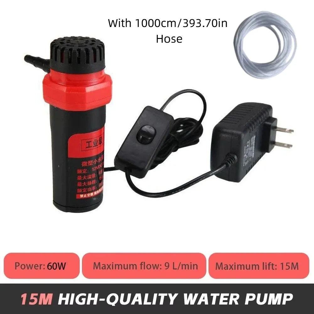 

Low Noise Mini Submersible Pump Self-priming Lift 10/15M 12V Small Water Pump Dry-run Protection with Water Hose