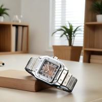 2025 Men's stainless steel square quartz stopwatch features an elegant and generous multi-functional calendar display clock