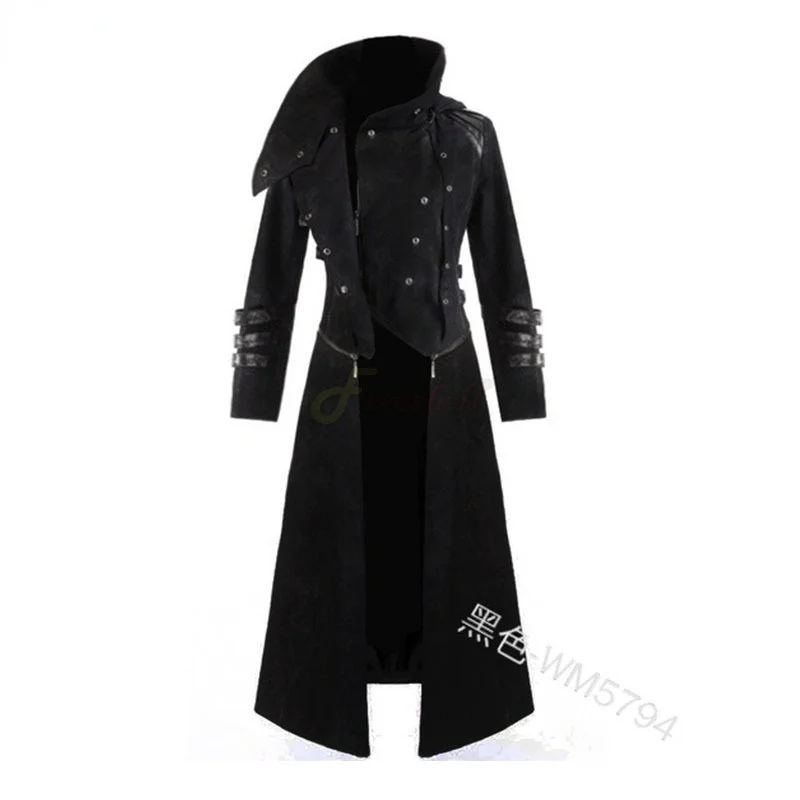 Vintage Punk Kostüme Neue Scorpion Herren Mantel Lange Jacke Gothic Steampunk Mit Kapuze Graben Medieval Cosplay Kostüm Halloween