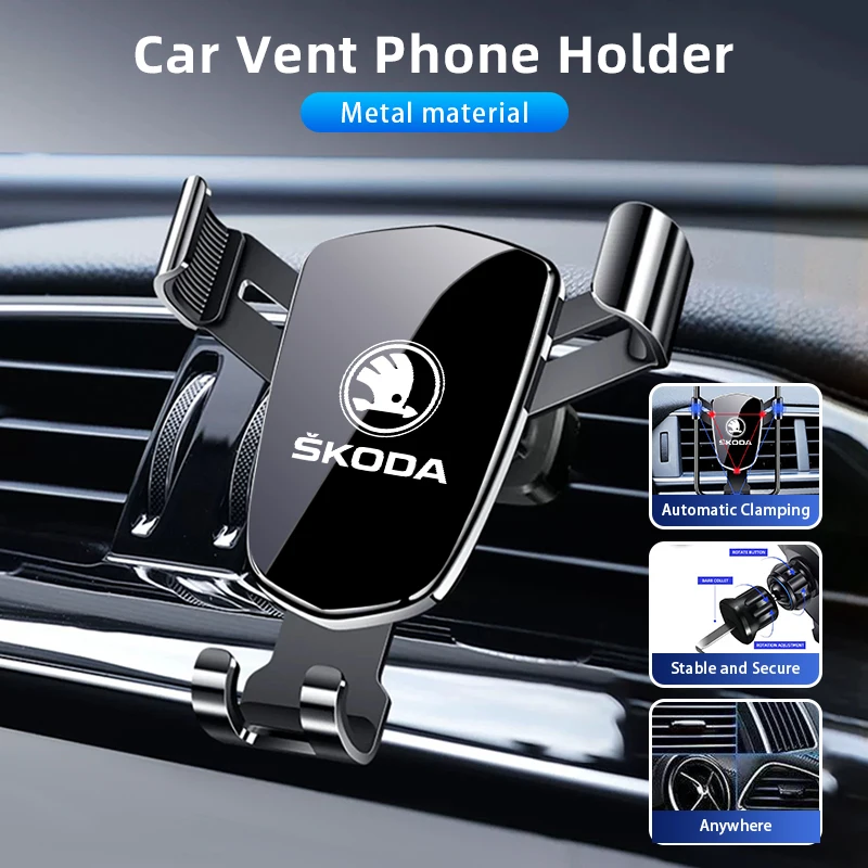 Car Accessories Gravity Phone Holder GPS Mount Mobile Support Bracket  For Skoda Octavia Rapid Kodiaq Superb Derivative Karoq Fa