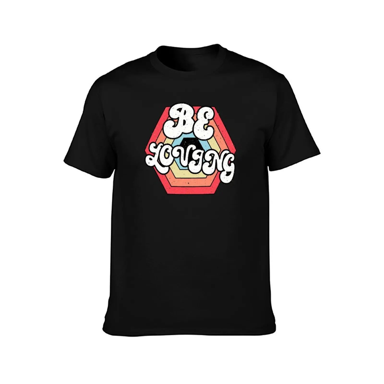Be Loving Hexagon Sunset with Bee T-Shirt Street Art Print Tee Shirt T-Shirt