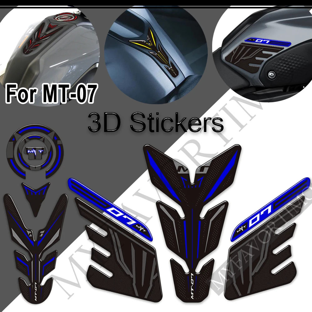 For Yamaha MT-07 MT07 MT-07 SP 3D Motorcycle Tank Grips Pads Knee Guard Protector Anti-Slip Epoxy Resin Decals Kit 2021 2022
