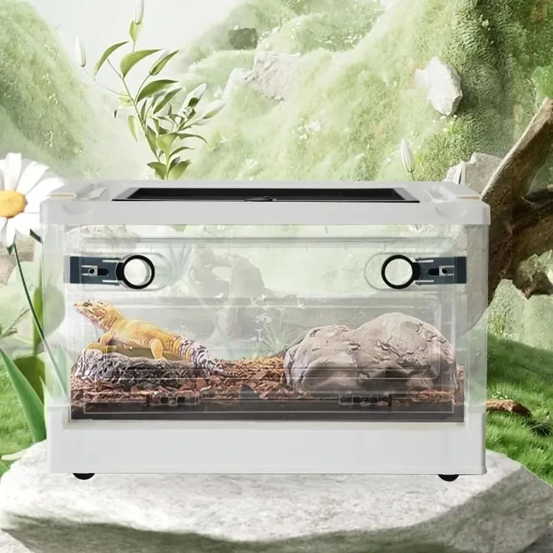 【Upgraded Reptile Enclosure】Clear Plastic Terrarium Box with Dual Doors & Ventilation Multi-Size for Bearded Dragon/Lizard/Gecko view 3