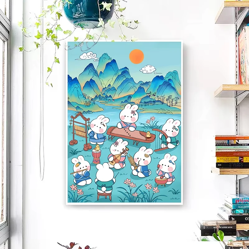 

Versatile Rabbit Oil Painting By Number Animal Home Decoration Painting Wall for Bedroom Room Home Decor Gift Frameless