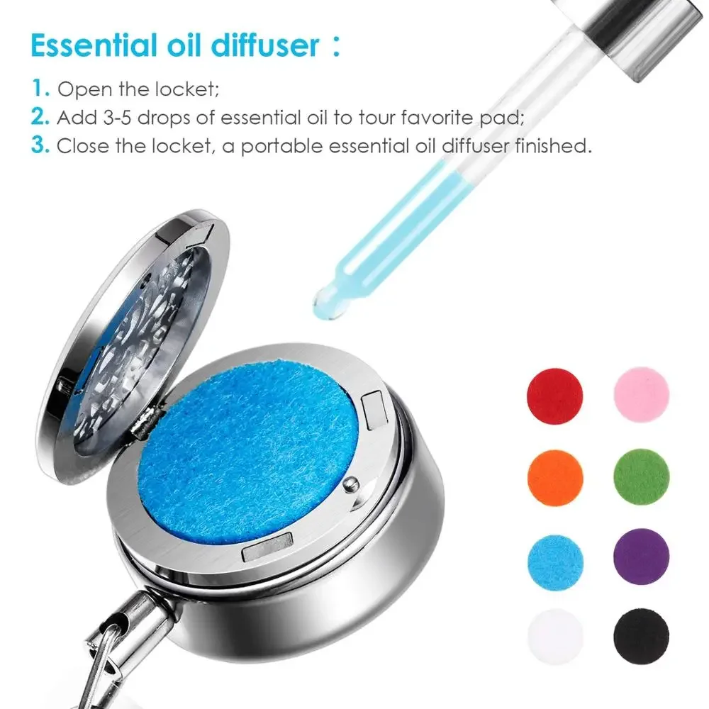 악어 클립 에센셜 오일 디퓨저가 있는 개폐식 배지 릴 홀더 2 세트, 아로마 테라피 간호사 의사 교사용