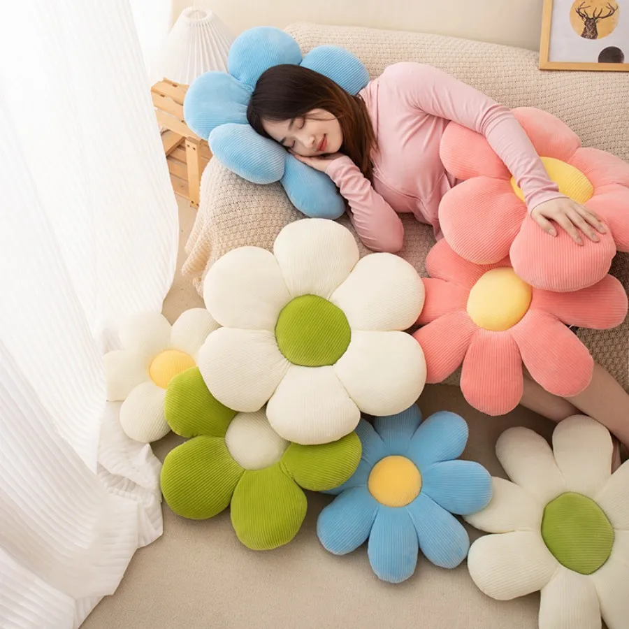 وسادة محشوة بستة بتلات على شكل زهرة لتزيين غرفة البنات وإعداد عباد الشمس للأطفال في غرفة نوم وسادة مقعد ونافذة الخليج وزهرة وردية #2