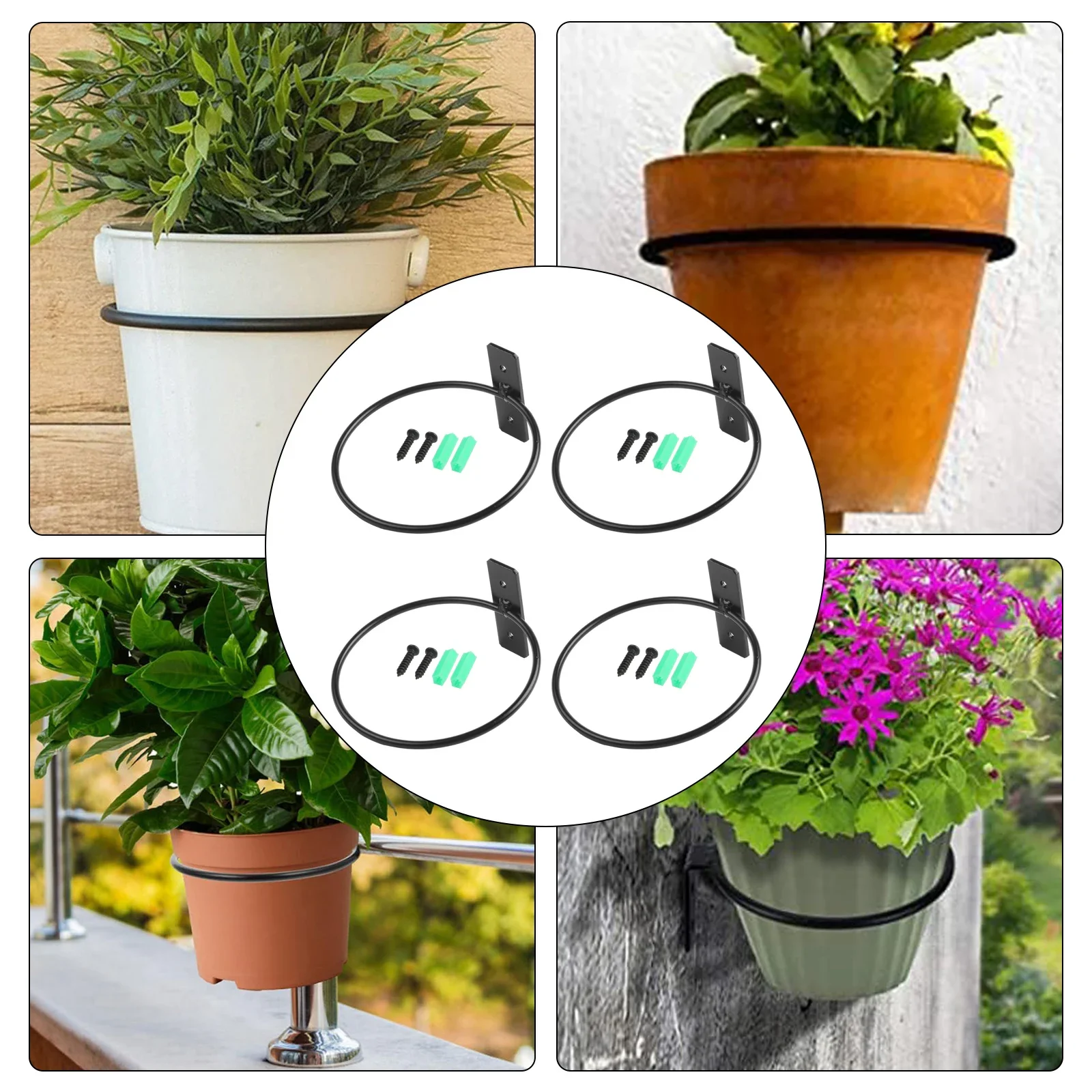 Decor Flowerpot Decorative Wall Hanger 8in Metal Flower Pot Holder Versatile Wall Installation Excellent Ventilation Design