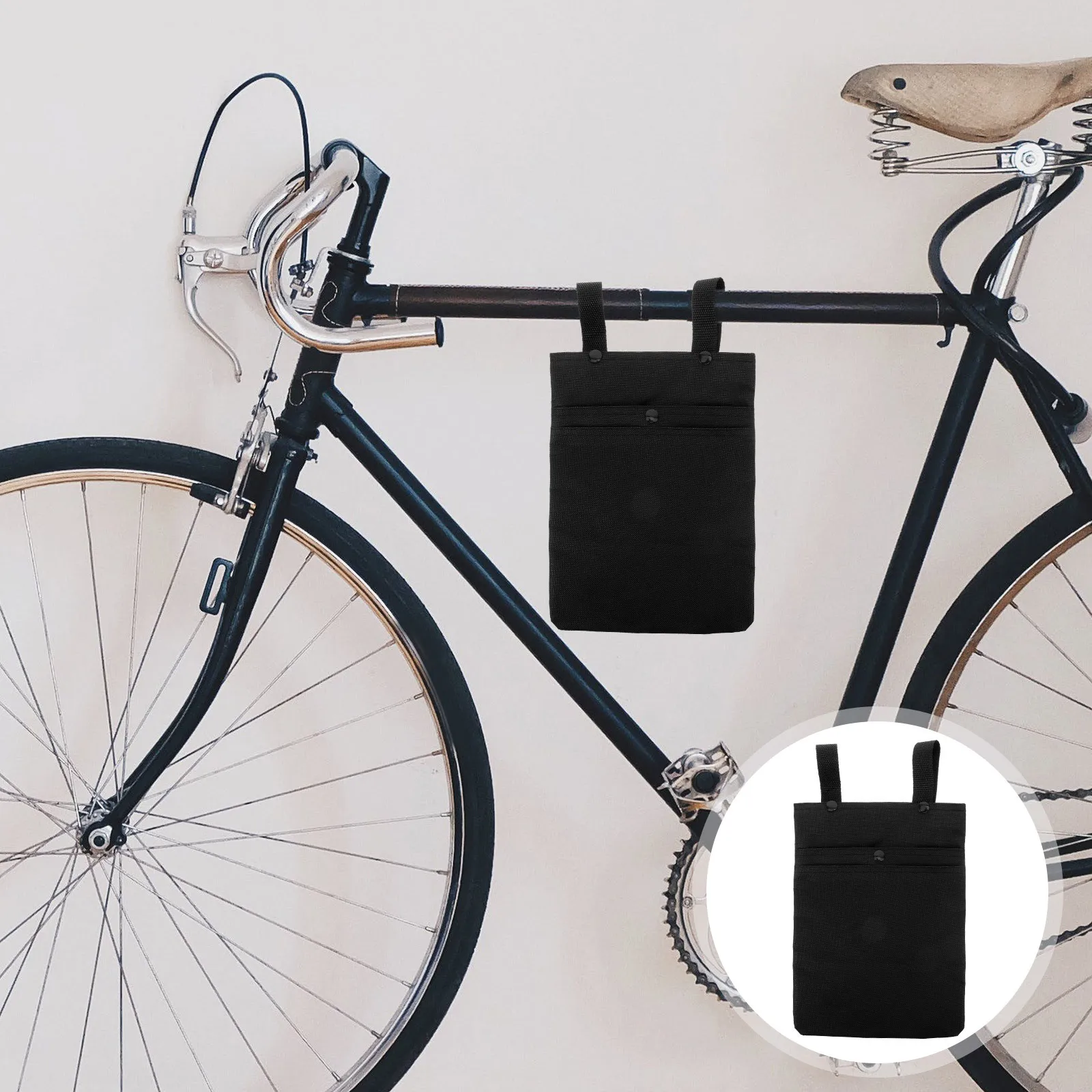 Durable Bike Handlebar Bag Large Capacity Pouch Front Hanging Storage Easy Install Remove Cycling Accessory Bike Hanging Bag