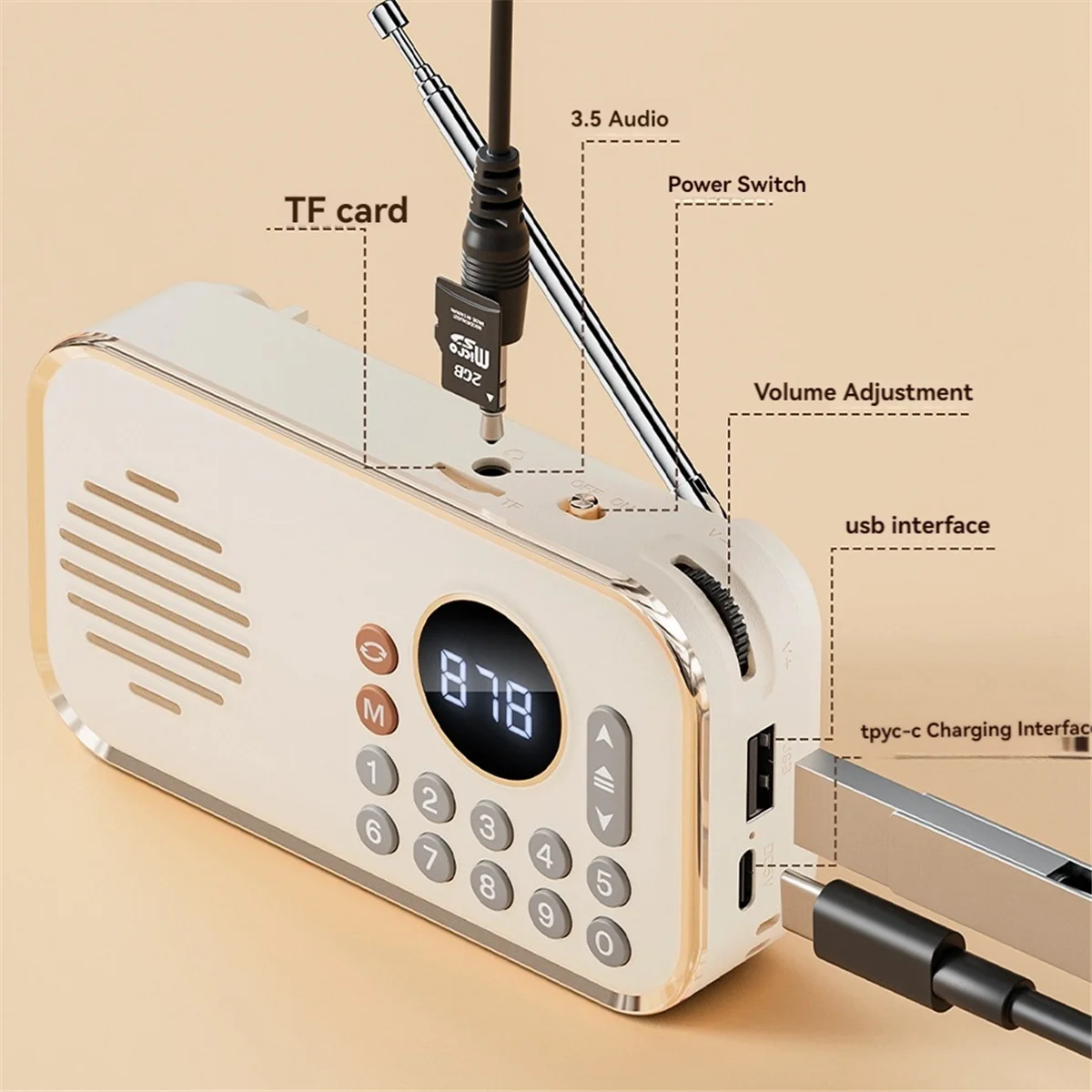 Altavoz Bluetooth Radio FM portátil Recargable Pequeño altavoz inalámbrico Bluetooth Estéreo envolvente